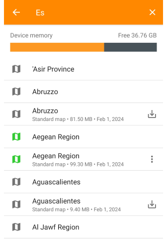 Funkcja wyszukiwania do pobierania map Android