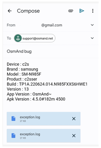 Wyślij dzienniki awarii z Androida 2