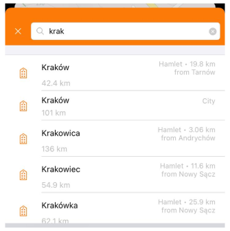 Szukaj Ulica iOS