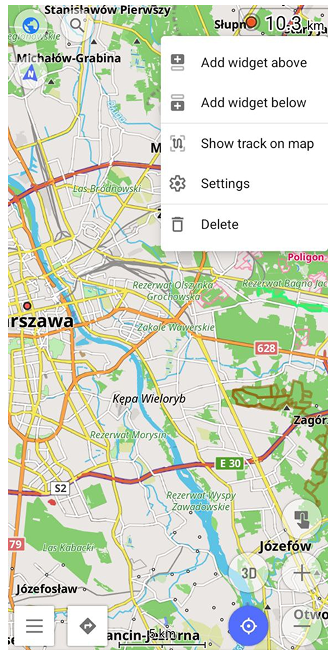 Menu kontekstowe widżetu