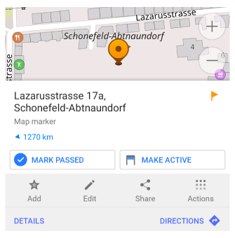 Ação de passar marcador Android