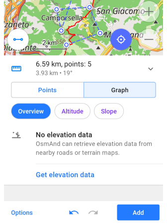 Gráfico da trilha altitude Android