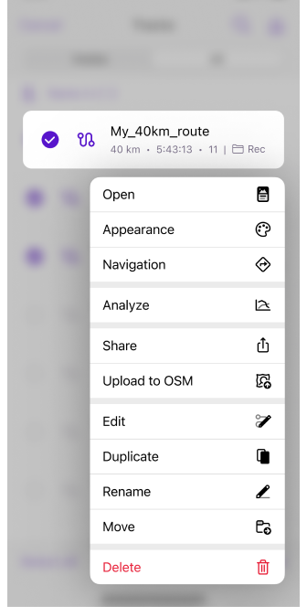 Configurar trilhas do mapa iOS