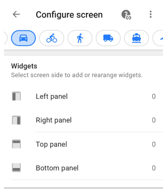 Menu de configuração de tela