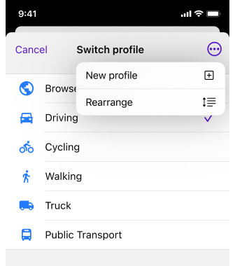 Menu de configuração de tela