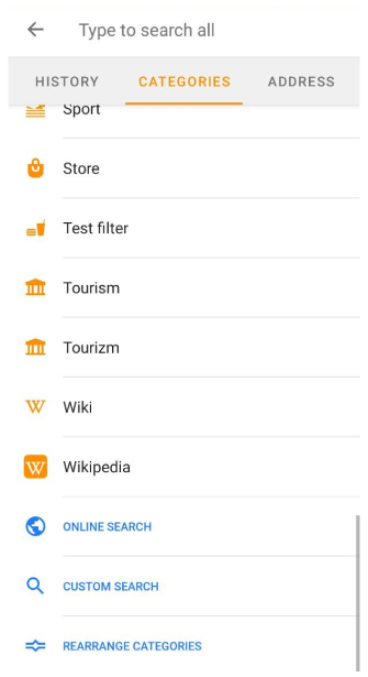 Lista de POIs de Pesquisa Android