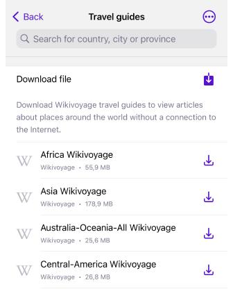 Menu de mapas iOS