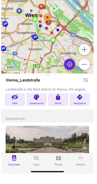 Menu de mapas iOS