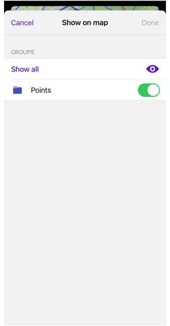 Menu de grupo da trilha iOS