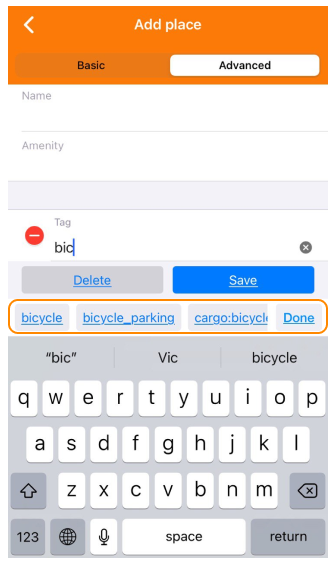 İÇN etiketi ekle ios