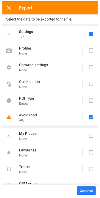 Harita dışa aktarma Android 1&#39;de yoldan kaçın