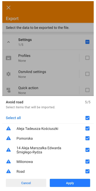 Harita dışa aktarma Android 2&#39;de yoldan kaçın