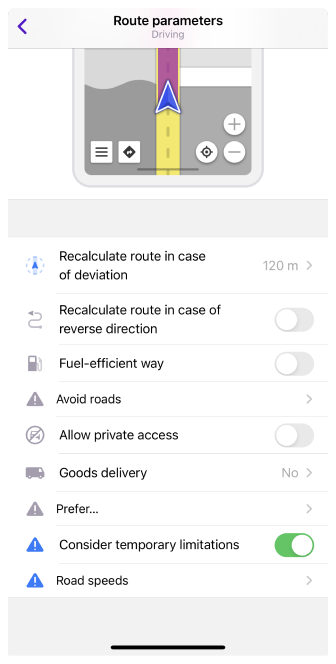 Araç rotalama ayarları iOS 1