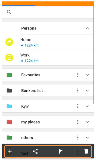 Favoriler eylemleri android
