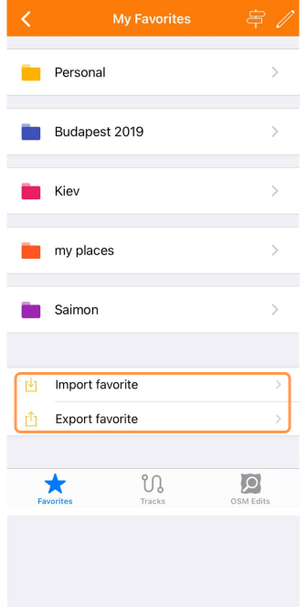 Favoriler dışa aktar içe aktar ios