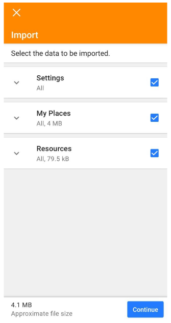 Profiller Eylemler İçe Aktar Android