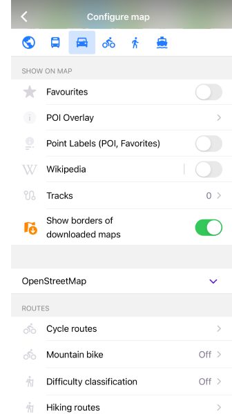 Profiller Haritayı yapılandır Ayarları iOS