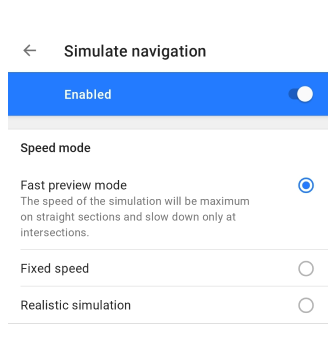 Simüle navigasyon Android