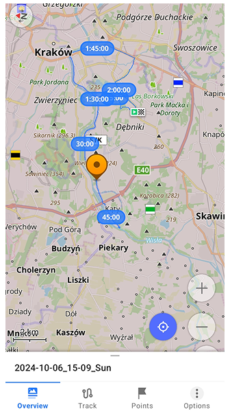 Track split by time map