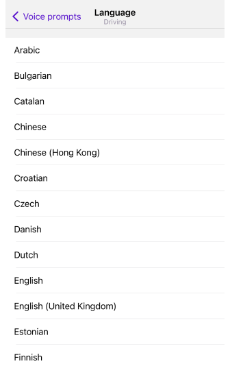 Sesli Navigasyon ayarları iOS