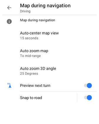 Екран карти під час навігації